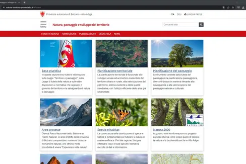 Chiaro ed informativo. Il nuovo portale web della Ripartizione Natura, paesaggio e sviluppo del territorio della Provincia autonoma di Bolzano. (Foto/Screenshot: ASP)
