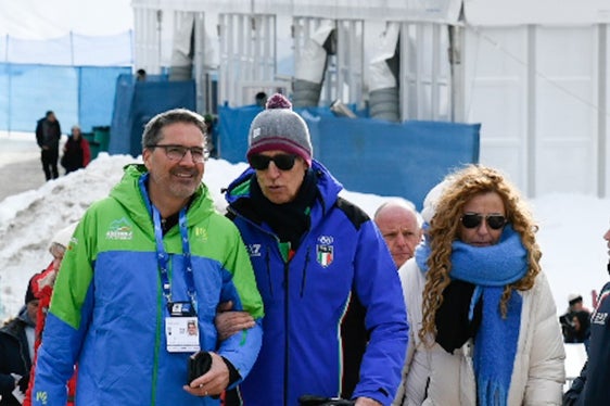Kompatscher con il presidente del Coni e del Comitato organizzatore di Milano Cortina 2026 Giovanni Malagò (Foto: Comitato Coppa del Mondo Biathlon Anterselva)