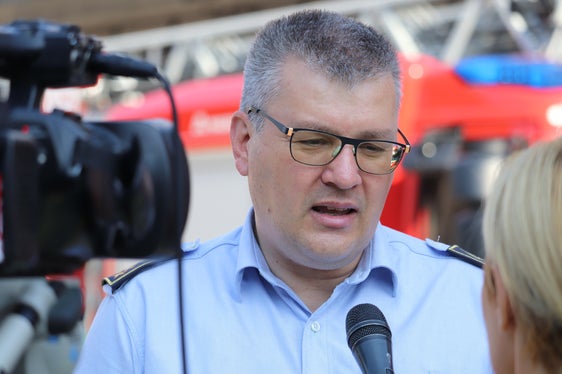 Il comandante del Corpo permanente dei vigili del fuoco professionisti, Florian Alber (Foto: ASP/Maja Clara)