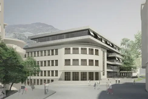Rendering des Landesbibliothekszentrums in der Longonstraße in Bozen (Foto: LPA)