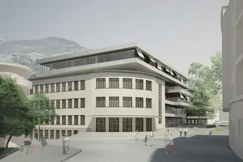 Rendering des Landesbibliothekszentrums in der Longonstraße in Bozen (Foto: LPA)