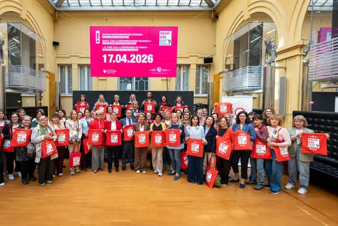 Si battono per una maggiore equità nelle retribuzioni: rappresentanti della politica, delle organizzazioni e del mondo dell'associazionismo hanno richiamato l'attenzione sul tema della discriminazione retributiva l'8 aprile scorso, in occasione della presentazione delle iniziative per l'Equal Pay Day. (Foto: USP/Fabio Brucculeri)