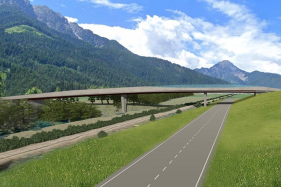 Il rendering del progetto di regolamentazione dell'incrocio della strada statale della Val Pusteria SS 49 con SS 52 per Sesto e eliminazione del passaggio a livello (Fonte: Dipartimento Infrastrutture e Mobilità)