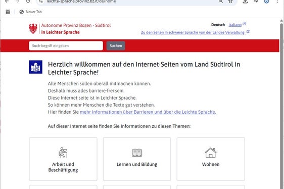Die Landesverwaltung informiert über wichtige Themen seit 2020 auch in Leichter Sprache. Diese richtet sich an Menschen mit Lernschwierigkeiten und ist auch für alle, deren Muttersprache nicht Deutsch ist, leichter verständlich. (Screenshot: LPA)