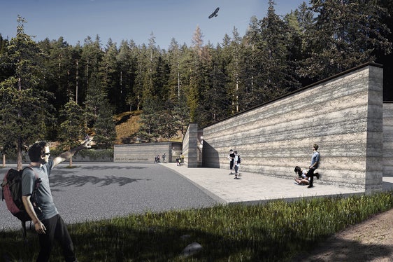 Vier Wände nehmen Struktur und Farbe der Bletterbachschlucht auf: Außen wird vor allem der Besucherempfangsbereich des Besucherzentrums Geoparc Bletterbach vergrößert. (Foto: LPA/Landesamt für Hochbau West)