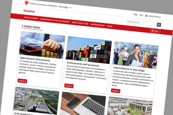 Il portale provinciale sull'Economia è stato creato con un nuovo sistema di gestione dei contenuti che facilita la navigazione (Foto: ASP)