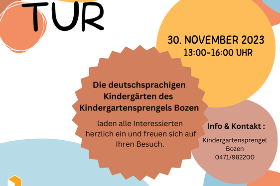 Das Plakat zum Tag der offenen Tür des Kindergartensprengels Bozen