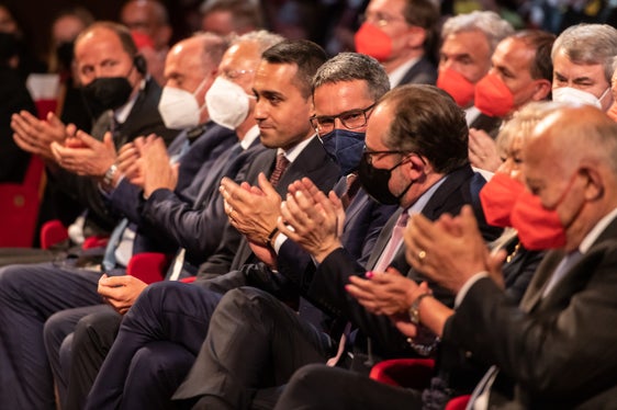 Il Presidente Kompatscher in platea con i Ministri degli Esteri Di Maio e Schallenberg. (Foto: ASP/Ivo Corrà)