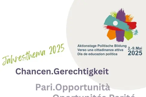 Vom 2. bis 9. Mai finden wieder die Aktionstage Politische Bildung, in diesem Jahr unter dem Motto Chancen.Gerechtigkeit, statt. (Grafik: Amt für Weiterbildung und Sprachen)