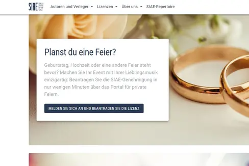 Die Homepage der SIAE jetzt auch auf Deutsch verfügbar. (Foto: LPA/SIAE)