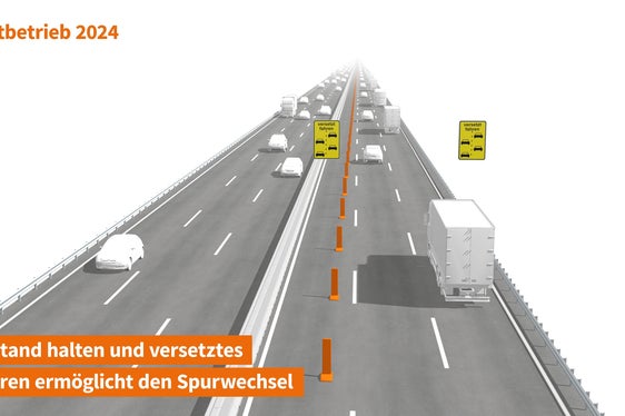 Der österreichische Autobahnbetreiber ASFINAG prüft mit Blick auf die Sanierung der Luegbrücke ab dieser Woche die Auswirkungen der Führung sämtlicher Fahrzeuge über 3,5 Tonnen auf den linken Fahrstreifen. Landeshauptmann Arno Kompatscher und Landesrat Daniel Alfreider begrüßen den Testbetrieb. (Foto: ASFINAG)