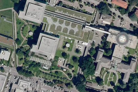 Das Krankenhausgelände in Meran (Quelle: Geobrowser Maps)