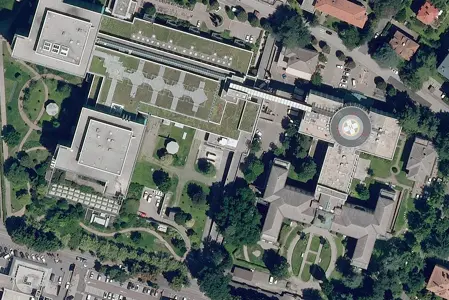 Das Krankenhausgelände in Meran (Quelle: Geobrowser Maps)