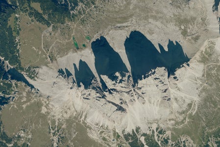 Die Drei Zinnen im Orthofoto (Quelle: Geobrowser)