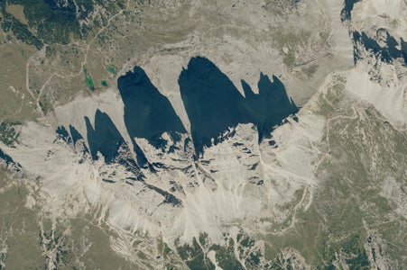 Le Tre Cime di Lavaredo ritratte nell'ortofoto sulla piattaforma Geobrowser Maps. (Foto: Geobrowser)