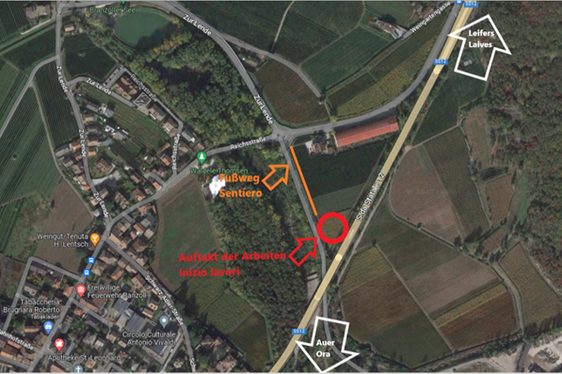 La mappa della consegna dei lavori per la costruzione della circonvallazione di Bronzolo (Foto: Ripartizione Infrastrutture)