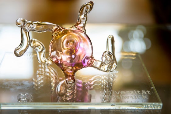 Die Sporen der neu entdeckten Pilzart namens Tyroliella als Glaskunstwerk (Foto: LPA/Fabio Brucculeri)