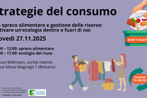 Il 27 novembre a Bolzano si terrà la tavola rotonda organizzata dall'Ufficio Gestione rifiuti si occuperà in due parti dello spreco alimentare e della gestione delle risorse. (Foto: Agenzia provinciale per l'ambiente e la tutela del clima)