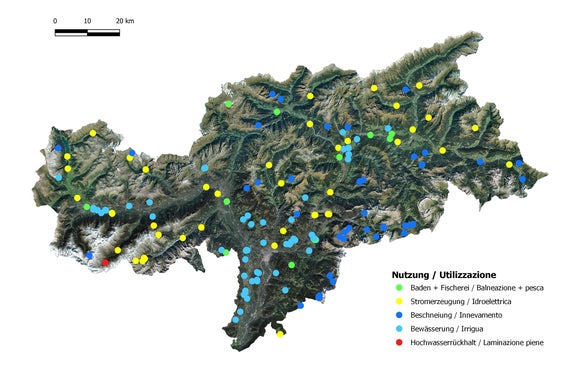 Utilizzo delle dighe in Alto Adige (Grafico dell'Ufficio idrologia e dighe)