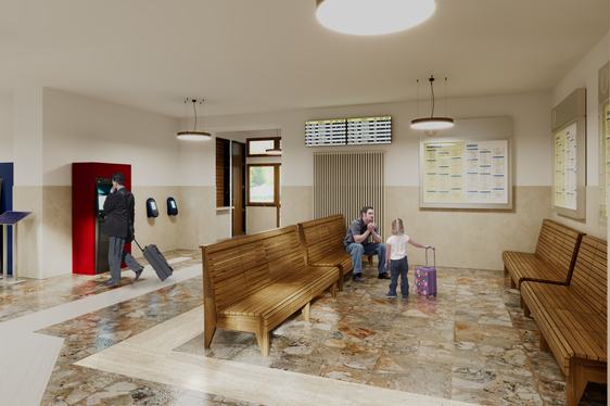 Rendering eines Teils des zukünftigen Warteraums. (Rendering: Gruppo FS)