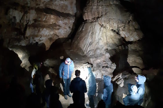 Auf den Spuren des Höhlenbären unterwegs: Die Fortbildung in der Conturineshöhle bot Raum für Austausch und neue Ideen. (Foto: LPA/Landesamt für Natur)