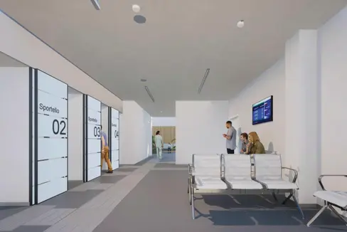 Innenräume eines Gemeinschaftshauses (Rendering: Ressort für Gesundheit und Gesundheitsvorsorge)