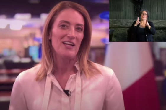 Il videomessaggio inviato dalla presidente del Parlamento europeo, Roberta Metsola. (Foto: ASP)