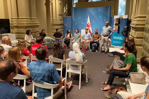 Das Landesamt für Freiwilligenwesen und Solidarität hat eine Informationsveranstaltung im Rahmen des Projektes Ibtkar for Social Change in den Palästinensischen Gebieten organisiert. (Foto: LPA/Landesamt für Freiwilligenwesen und Solidarität)