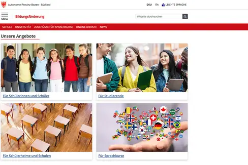 Unter https://bildungsfoerderung.provinz.bz.it finden sich alle wichtigen Informationen zu Fördermaßnahmen des Landes zu den Bereichen Schule, Universität und Sprachaufenthalte. (Foto: LPA)