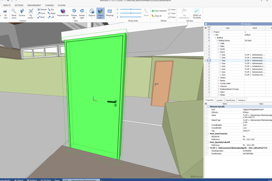 3D-Detail-Ansicht eines Objektes Tür mit all seinen Zusatz-Informationen, die im digitalen Datenmodell verfügbar sind. (Foto: LPA/Abteilung Informatik)
