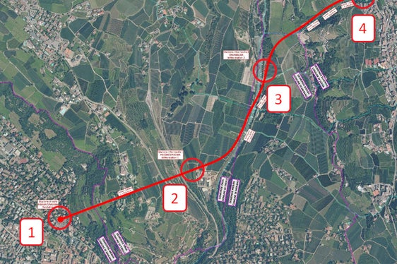 La funicolare partirà dal parcheggio Karl Wolf di Merano. Una prima stazione intermedia è prevista nella zona produttiva di Tirolo, la seconda nei pressi della zona sportiva di Scena. La stazione a monte sorgerà presso la Casa delle associazioni di Scena. (Foto: ASP/Dipartimento Mobilità)