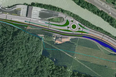Bauleitplanänderung eingeleitet: Ein neuer Kreisverkehr im Bereich der Autobahnausfahrt Bozen Nord soll für mehr Verkehrssicherheit und weniger Rückstaus sorgen. (Foto: LPA/Landesamt für Landesplanung)