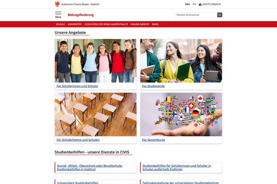 Die Webseite des Bereichs Bildungsförderung wurde neu gestaltet, seit gestern (10. Oktober) ist sie online. (Foto: LPA)