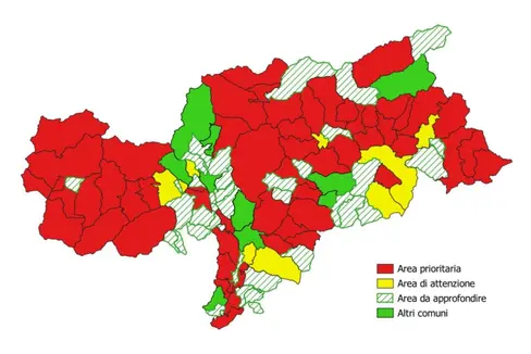 Per la prima volta in Alto Adige sono state individuate le aree prioritarie per il radon. La classificazione si basa sui dati rilevati nell'arco di 20 anni, è conforme alle linee guida UE e serve a garantire una prevenzione mirata. (Fonte: Dipartimento Protezione dell'ambiente, della natura e del clima, Energia, Sviluppo del territorio e Sport)