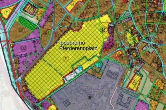 Der Masterplan betrifft ein Gebiet von rund 40 Hektar, das den Pferderennplatz und das Pferdedorf Borgo Andreina umfasst. (Foto. LPA/Abteilung Hochbau und technischer Dienst)
