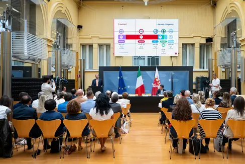 A Palazzo Widmann sono stati presentati dati e fatti del nuovo anno scolastico, al via lunedì 8 settembre. (Foto: USP/Fabio Brucculeri)