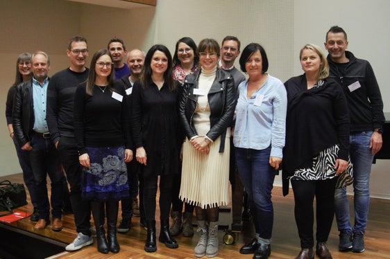 Die Südtiroler Abordnung in Wels mit Landesschuldirektorin Pedrotti (5.v.r.) (Foto: Musikschuldirektion)