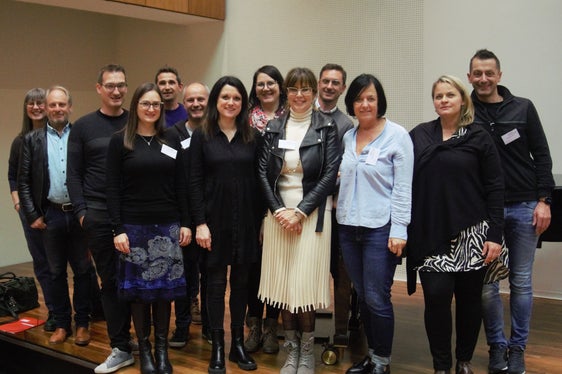 Die Südtiroler Abordnung in Wels mit Landesschuldirektorin Pedrotti (5.v.r.) (Foto: Musikschuldirektion)