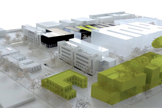 I lotti di costruzione D2 e D3 sono le strutture in nero al centro dell'illustrazione con una striscia verde sul tetto. (Foto: NOI)