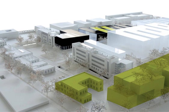 I lotti di costruzione D2 e D3 sono le strutture in nero al centro dell'illustrazione con una striscia verde sul tetto. (Foto: NOI)