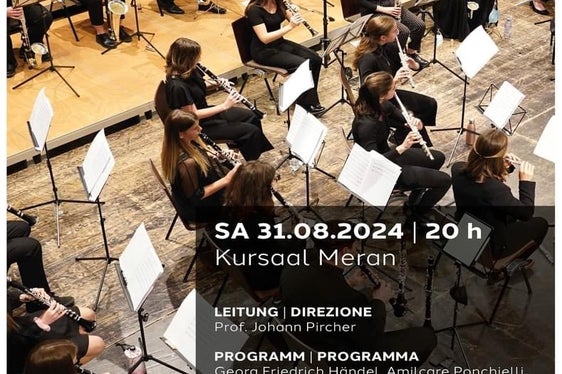 Concerto dell'Orchestra di fiati HoBla-O a Merano: il manifesto (Fonte: USP/Direzione provinciale Scuola musicale tedesca e ladina)