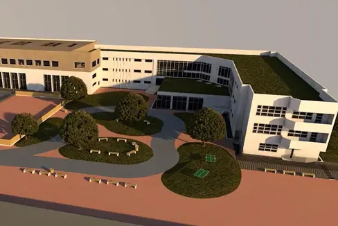 Il rendering del rinnovato edificio che ospiterà la scuola Ada Negri di Bolzano. Mercoledì 4 dicembre è in programma un sopralluogo aperto ai rappresentanti dei media, alla presenza del vicepresidente Galateo, del sovrintendente Gullotta e dei rappresentanti del Comune di Bolzano. (Foto: USP)