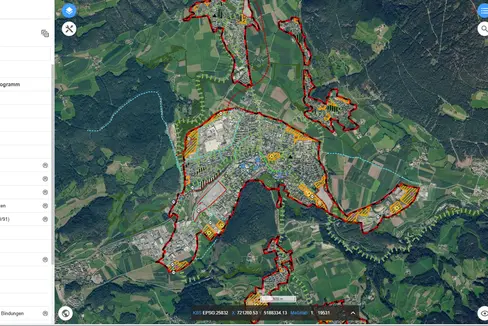 Das Gemeindeentwicklungsprogramm von Bruneck ist ab 7. April über das MapView-Portal einsehbar. (Foto: Landesamt für Landschafts- und Gemeindeplanung)