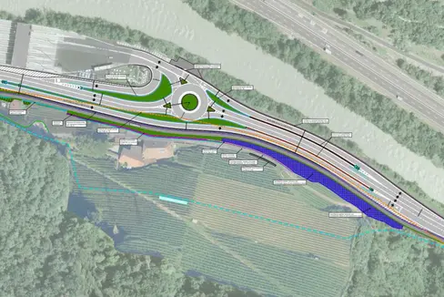 Bauleitplanänderung eingeleitet: Ein neuer Kreisverkehr im Bereich der Autobahnausfahrt Bozen Nord soll für mehr Verkehrssicherheit und weniger Rückstaus sorgen. (Foto: Landesamt für Landesplanung)