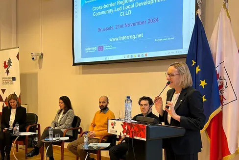 Europalandesrätin Magdalena Amhof bei der heutigen Veranstaltung zu gemeinschaftsgesteuerten, lokalen Projekten im Interreg-Programm Italien-Österreich. (Foto: LPA)