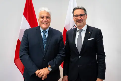 Wolfgang-Lukas Strohmayer, nuovo console generale d'Austria a Milano, si è recato oggi in visita ufficiale al presidente della Provincia autonoma di Bolzano, Arno Kompatscher. (Foto: ASP/Fabio Brucculeri)