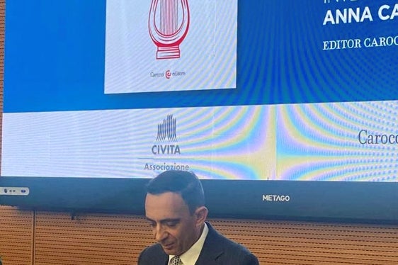 Il direttore del Dipartimento cultura italiana, ambiente e energia Antonio Lampis, il 15 novembre, nella prestigiosa sede dell'associazione Civita in piazza Venezia a Roma (Foto: ASP/Dipartimento cultura italiana, ambiente e energia)