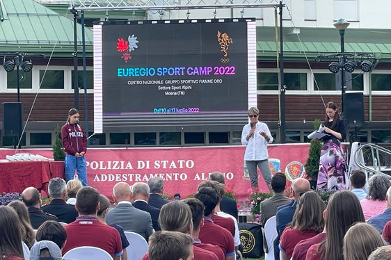 Un momento della festa di apertura dell'Euregio Sport Camp a Moena (Foto Ufficio stampa Provincia Autonoma di Trento)