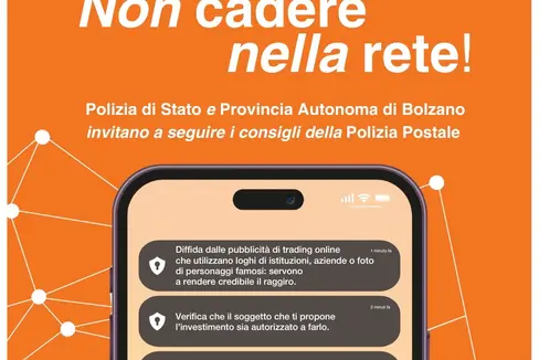 Non cadere nella rete (Verfange dich nicht im Netz): Mit diesem Wortspiel machen Schülerinnen und Schüler der Landesberufsschule Luigi Einaudi auf die Gefahren im Internet aufmerksam. (Foto: LPA/CTS Einaudi/Polizia di Stato)