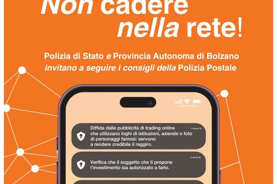 Non cadere nella rete (Verfange dich nicht im Netz): Mit diesem Wortspiel machen Schülerinnen und Schüler der Landesberufsschule Luigi Einaudi auf die Gefahren im Internet aufmerksam. (Foto: LPA/CTS Einaudi/Polizia di Stato)